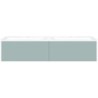 Sous meuble Coffee 2 tiroirs 140 duo bleu azur doux mat + double lavabo porcelaine blanc