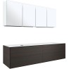 Meuble 4 tiroirs+ tablette pour lavabo à poser gauche Tenso 180cm sans trou robinet coloris wenge avec armoire toilette