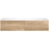 Sous meuble Coffee 2 tiroirs 140 duo chêne decor cachmire + double lavabo blanc mat