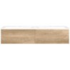 Sous meuble Coffee 2 tiroirs 140 duo chêne decor cachmire + double lavabo porcelaine blanc