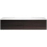 Sous meuble Coffee 2 tiroirs 140 duo chêne decor mokka + double lavabo blanc