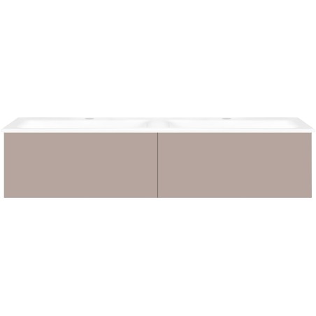 Sous meuble Coffee 2 tiroirs 140 duo gris basalte mat +double lavabo porcelaine blanc