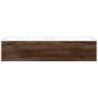 Sous meuble Coffee 2 tiroirs 140 duo noyer decor velours + double lavabo porcelaine blanc