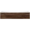 Sous meuble Coffee 2 tiroirs 140 duo noyer decor velours + double lavabo blanc mat