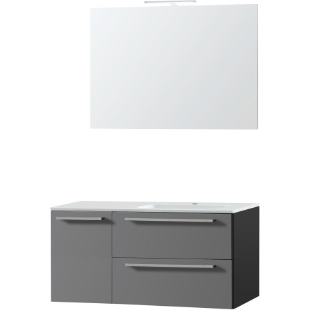 Meuble combo uni coloris ardoise 105 droite marbre synthétique avec miroir 100