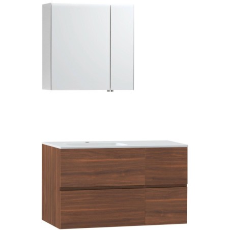 Meuble molto noyer 105 gauche marbre synthétique armoire toilette 70