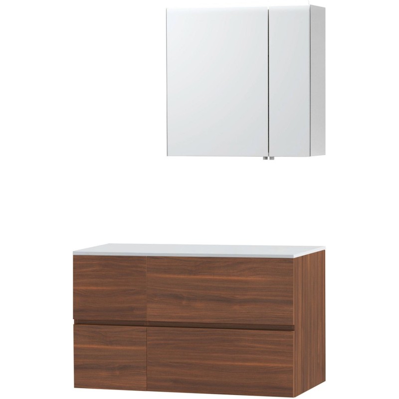 Meuble molto noyer 105 pour lavabo à poser solide armoire toilette 70