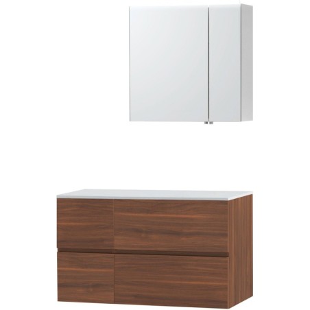 Meuble molto noyer 105 pour lavabo à poser solide armoire toilette 70