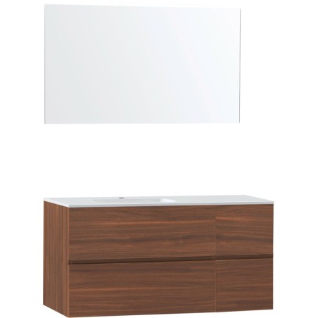 Meuble molto noyer 125 gauche marbre synthétique miroir
