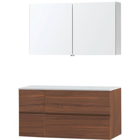 Meuble molto noyer 125 pour lavabo à poser solide armoire toilette