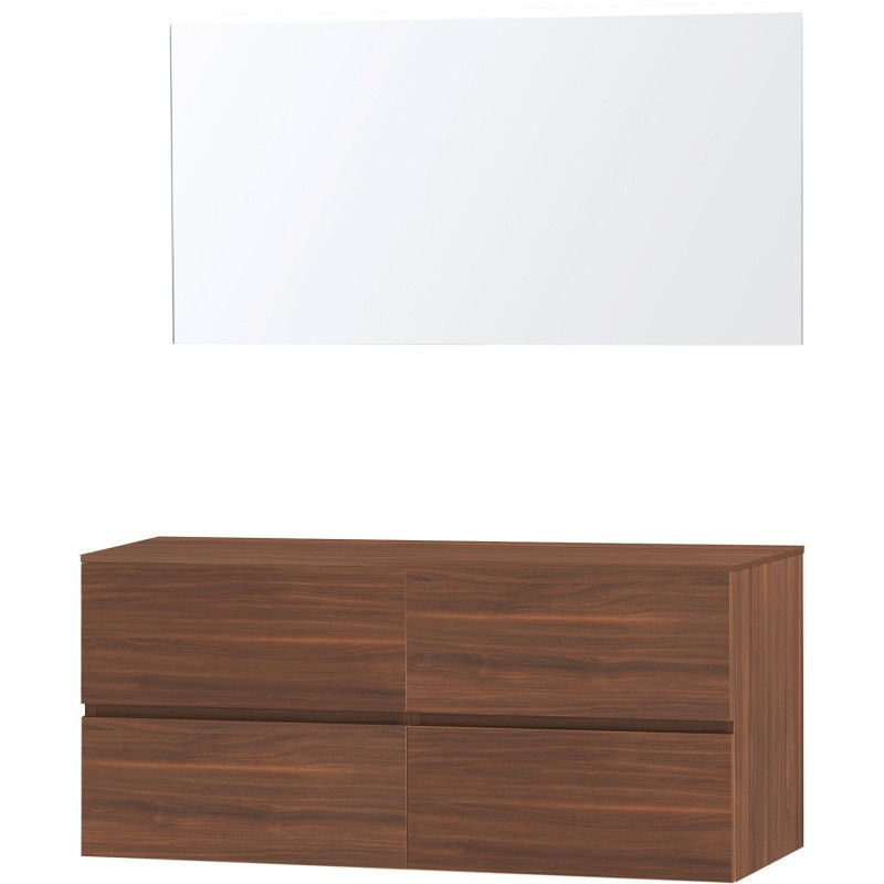 Meuble molto noyer 140 pour lavabo à poser miroir