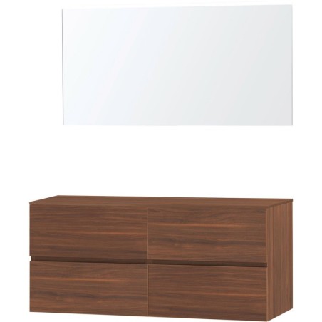 Meuble molto noyer 140 pour lavabo à poser miroir