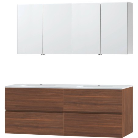 Meuble molto noyer 160 marbre synthétique armoire toilette