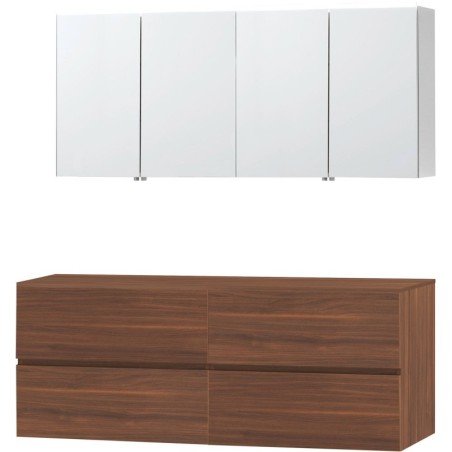 Meuble molto noyer 160 pour lavabo à poser armoire toilette