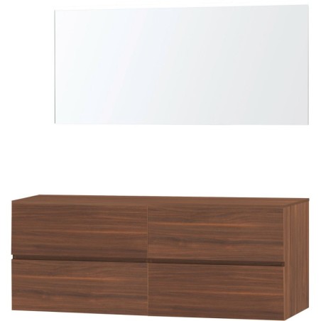 Meuble molto noyer 160 pour lavabo à poser miroir