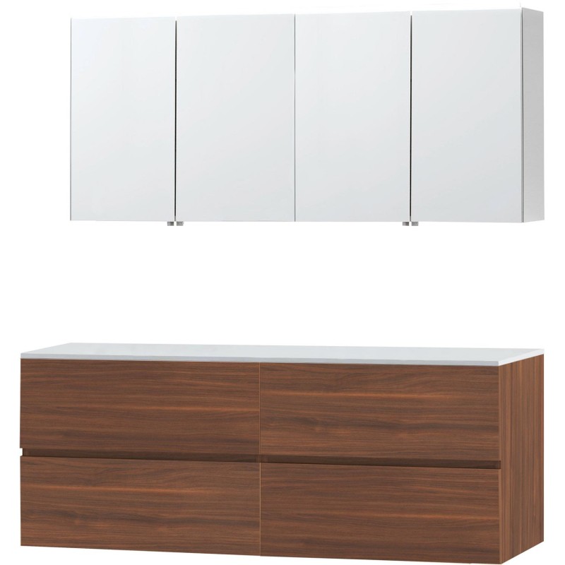 Meuble molto noyer 160 pour lavabo à poser solide armoire toilette