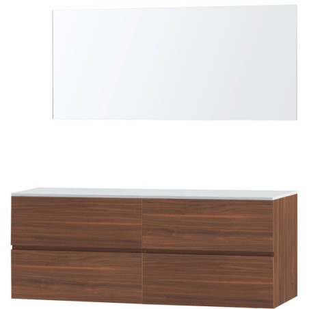 Meuble molto noyer 160 pour lavabo à poser solide miroir