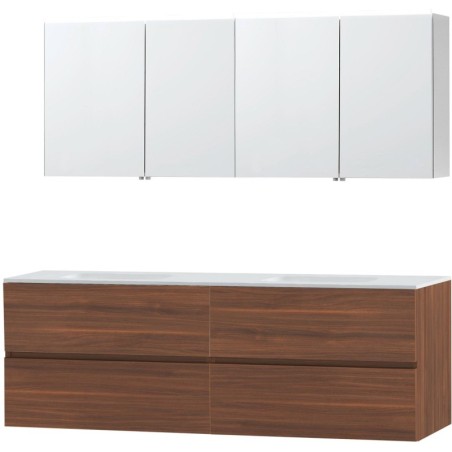 Meuble molto noyer 180 2 lavabo solide armoire toilette