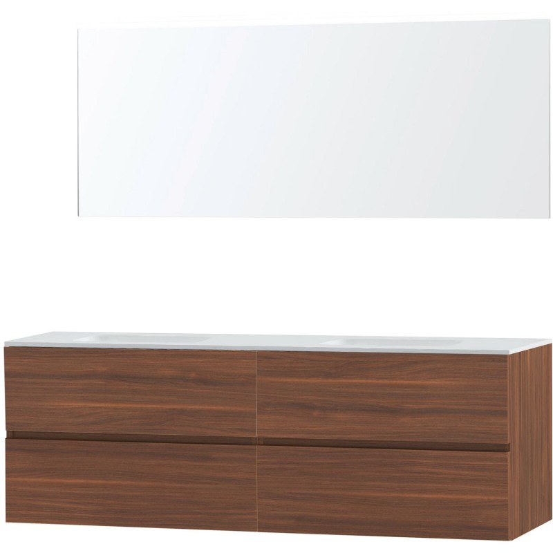 Meuble molto noyer 180 2 lavabo solide miroir