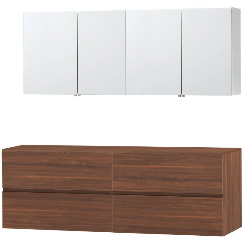 Meuble molto noyer 180 pour lavabo à poser armoire toilette