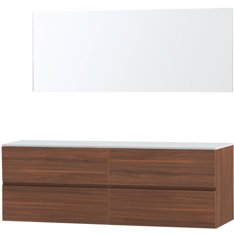 Meuble molto noyer 180 pour lavabo à poser solide miroir