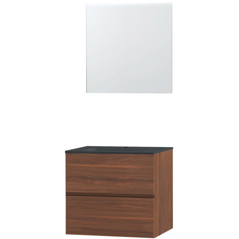 Meuble molto noyer 70 bleu belge miroir