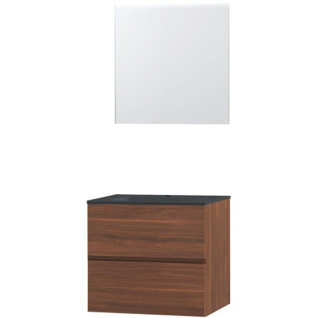 Meuble molto noyer 70 bleu belge miroir