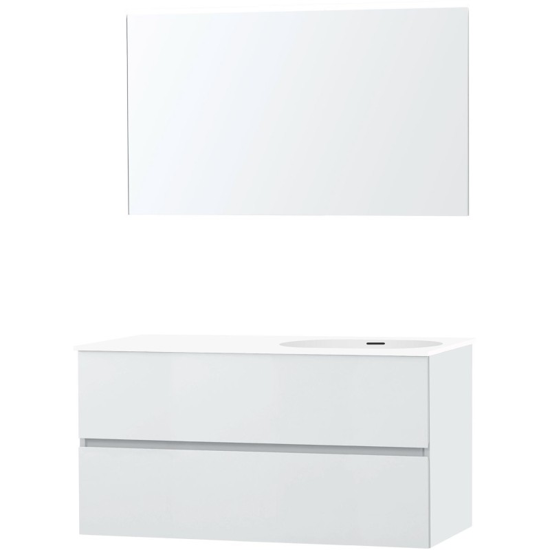 Meuble molto poudre blanc 120 droite xonyx miroir