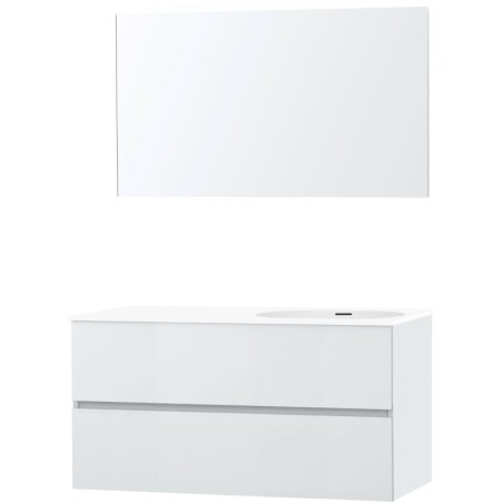 Meuble molto poudre blanc 120 droite xonyx miroir