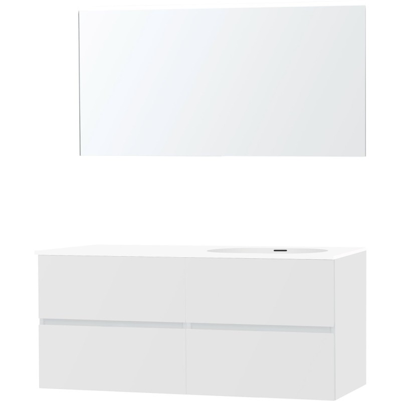 Meuble molto poudre blanc 140 droite xonyx miroir