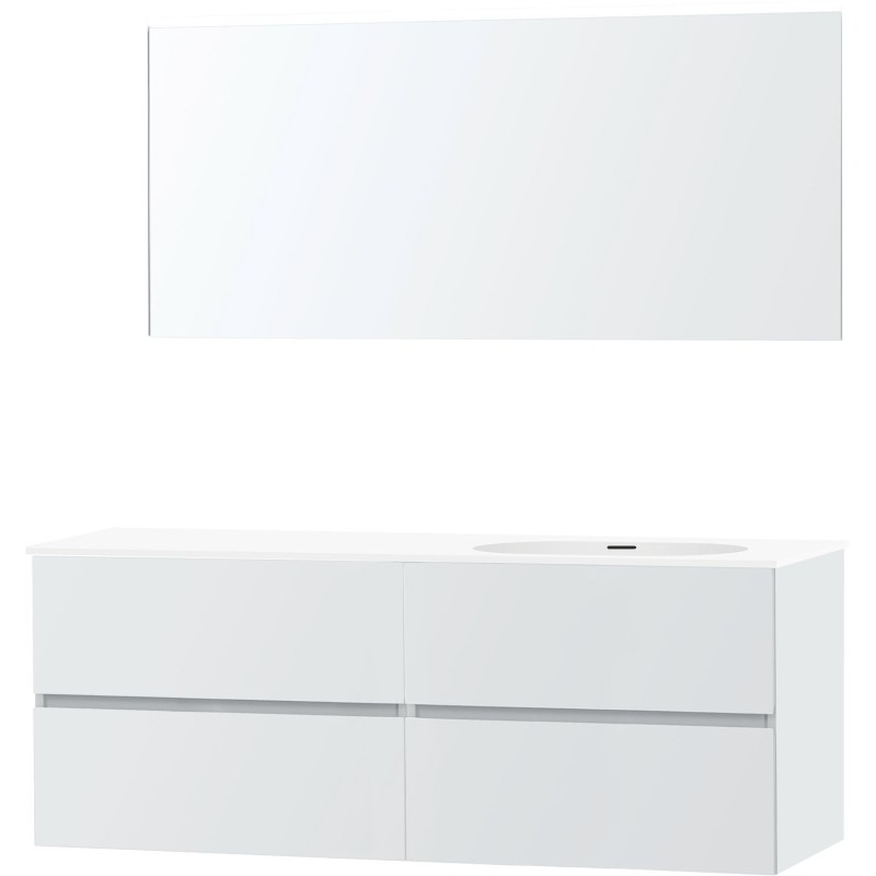 Meuble molto poudre blanc 160 droite xonyx miroir
