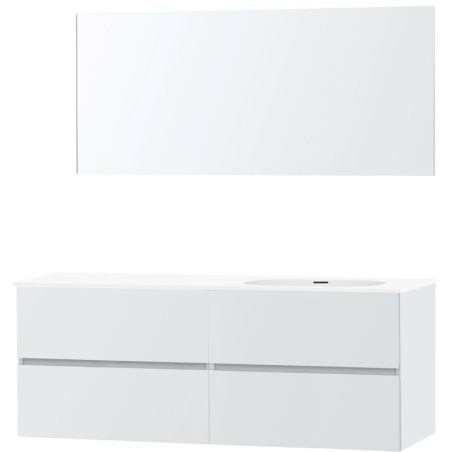 Meuble molto poudre blanc 160 droite xonyx miroir