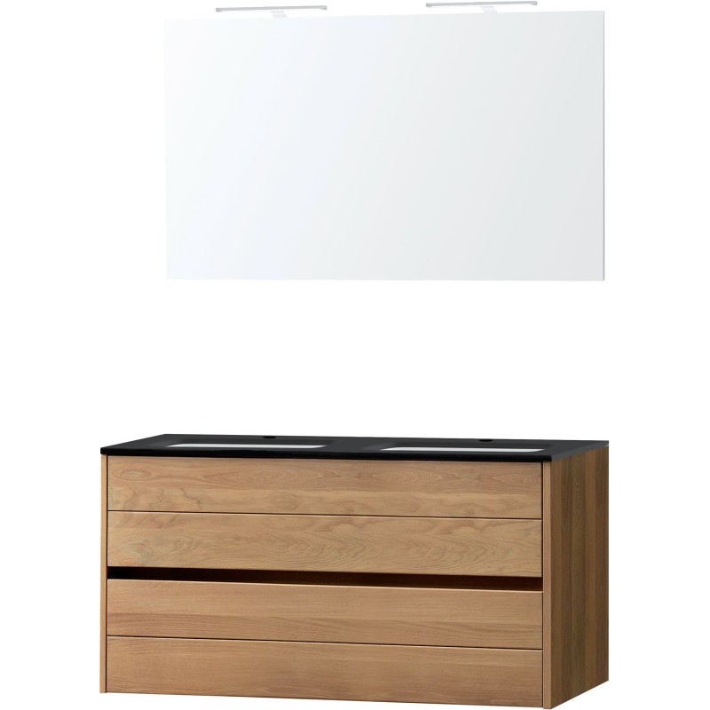 Meuble Combo chêne massif 120 bleue belge avec miroir