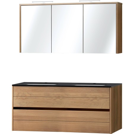 Meuble Combo chêne massif 140 bleue belge avec armoire toilette