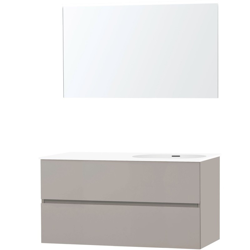 Meuble molto poudre gris 120 droite xonyx miroir