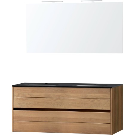 Meuble Combo chêne massif 140 bleu belge avec miroir