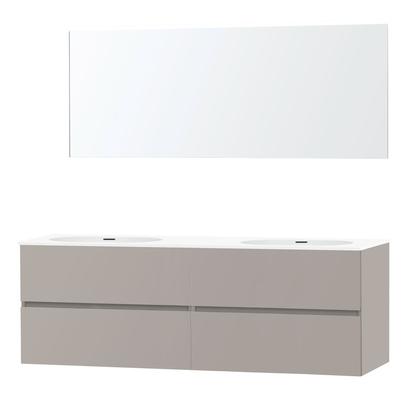Meuble molto poudre gris 180 2 lavabo xonyx miroir