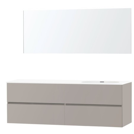 Meuble molto poudre gris 180 droite xonyx miroir