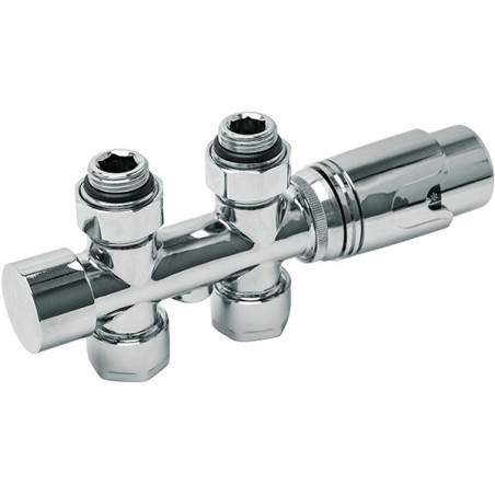 D-design kit de robinet radiateur thermostatique bitube/monotube +raccord 16mm droit chrome