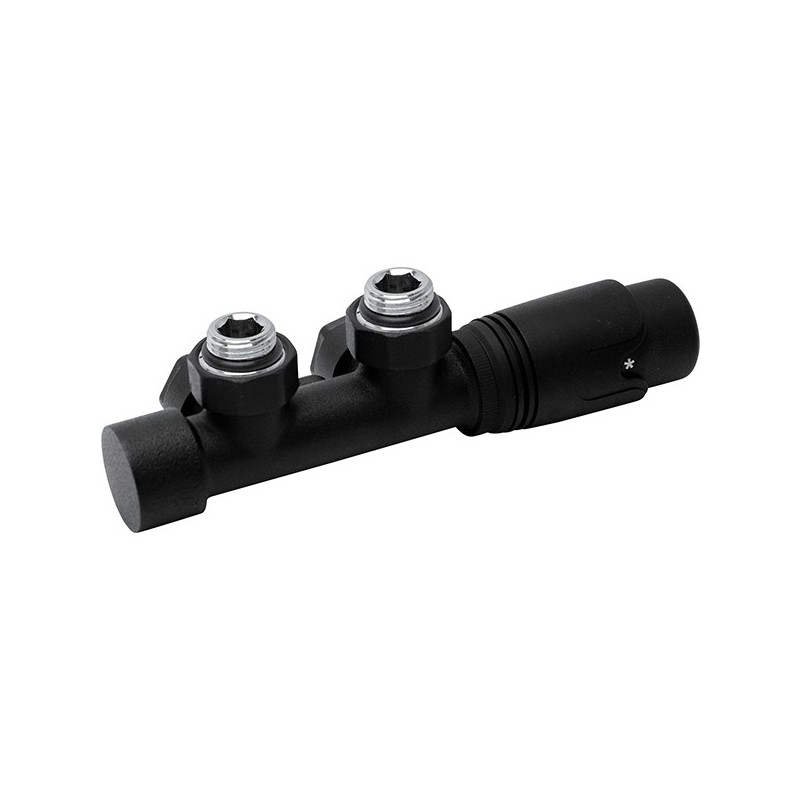 D-design kit de robinet radiateur thermostatique bitube/monotube +raccord 16mm équerre noir mat