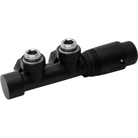 D-design kit de robinet radiateur thermostatique bitube/monotube +raccord 16mm équerre noir mat