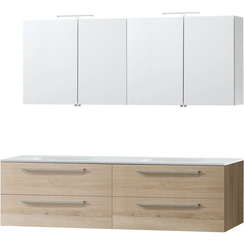 Meuble Combo uni coloris frêne 180 solid avec armoire  toilette