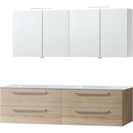 Meuble Combo uni coloris frêne 180 solid avec armoire  toilette