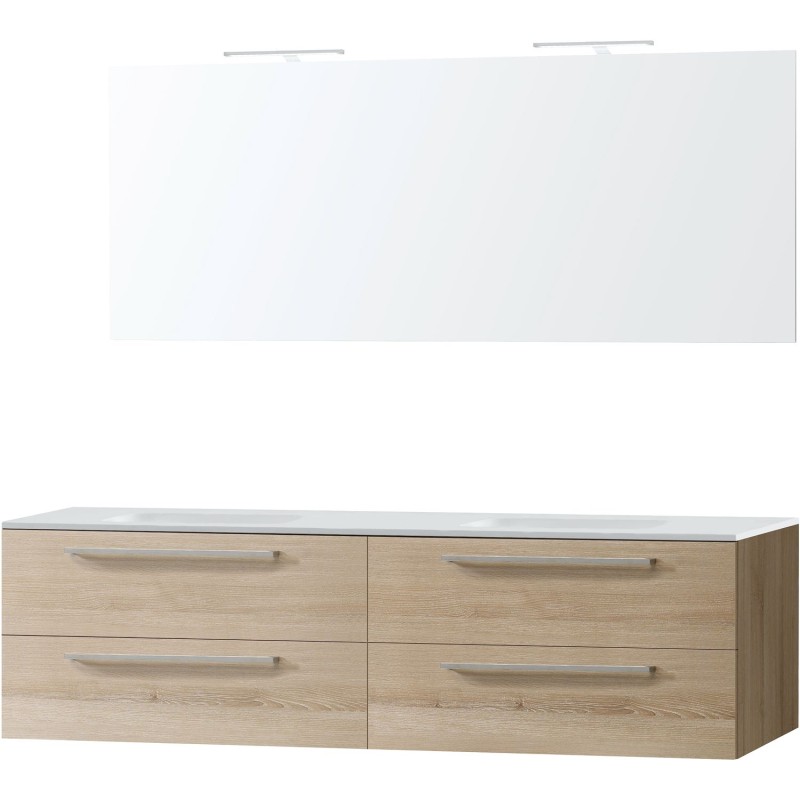 Meuble Combo uni coloris frêne 180 solid avec miroir