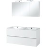 Meuble Ice duo armoire de toilette avec éclairage 120cm coloris blanc brillant