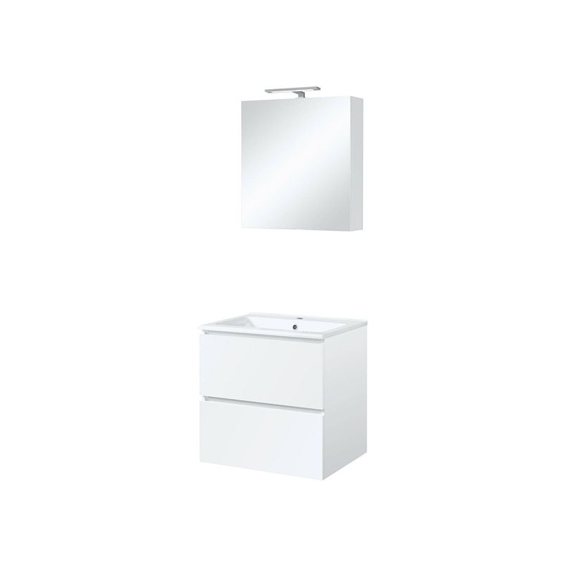 Meuble Ice duo armoire de toilette avec éclairage 60cm coloris blanc brillant