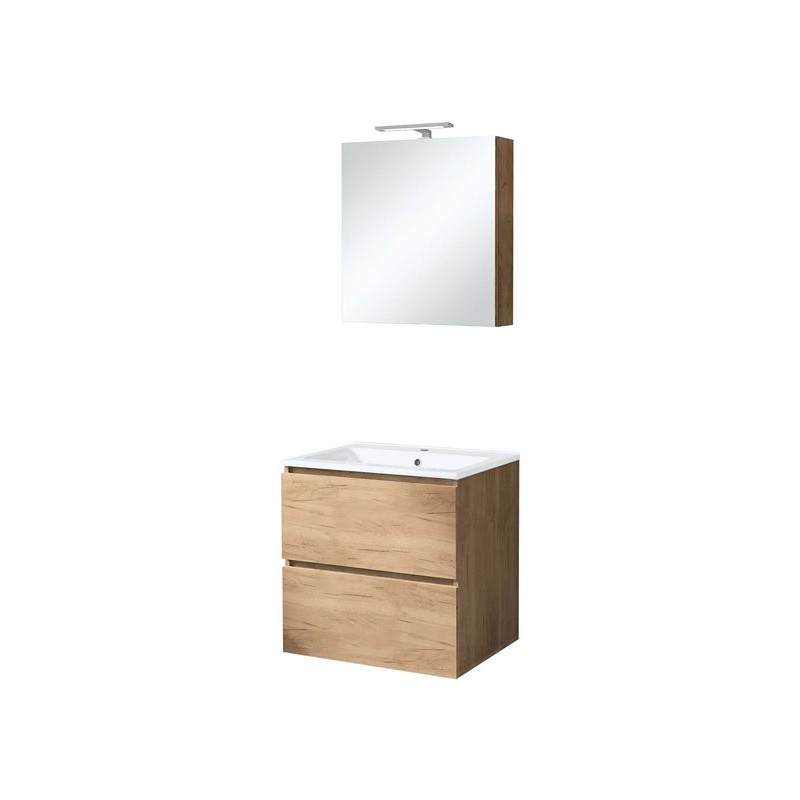 Meuble Ice duo armoire de toilette avec éclairage 60cm coloris chêne gris
