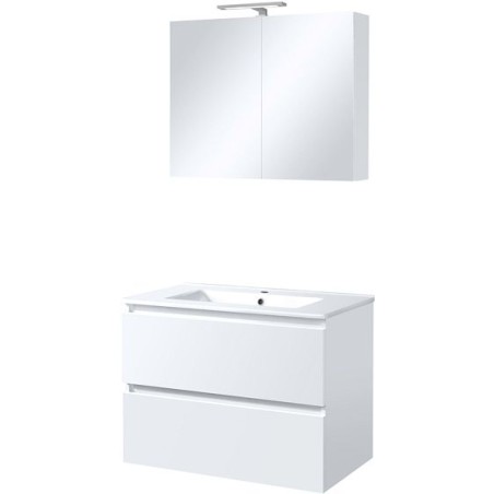 Meuble Ice duo armoire de toilette avec éclairage 80cm coloris blanc brillant