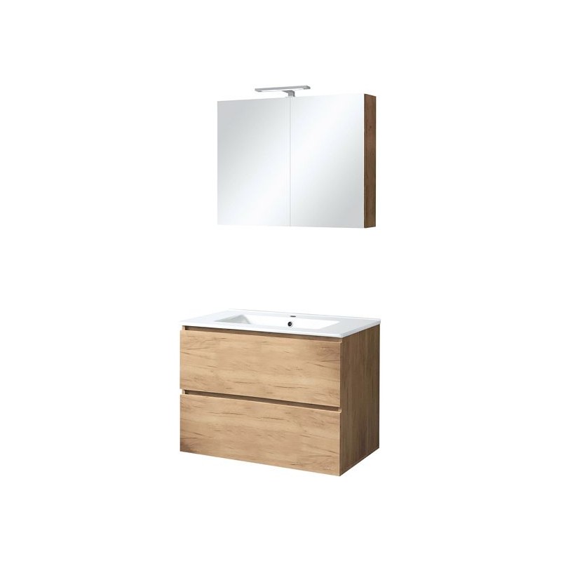 Meuble Ice duo armoire de toilette avec éclairage 80cm coloris chêne gris