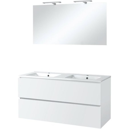 Meuble Ice duo miroir avec éclairage 120cm coloris blanc brillant